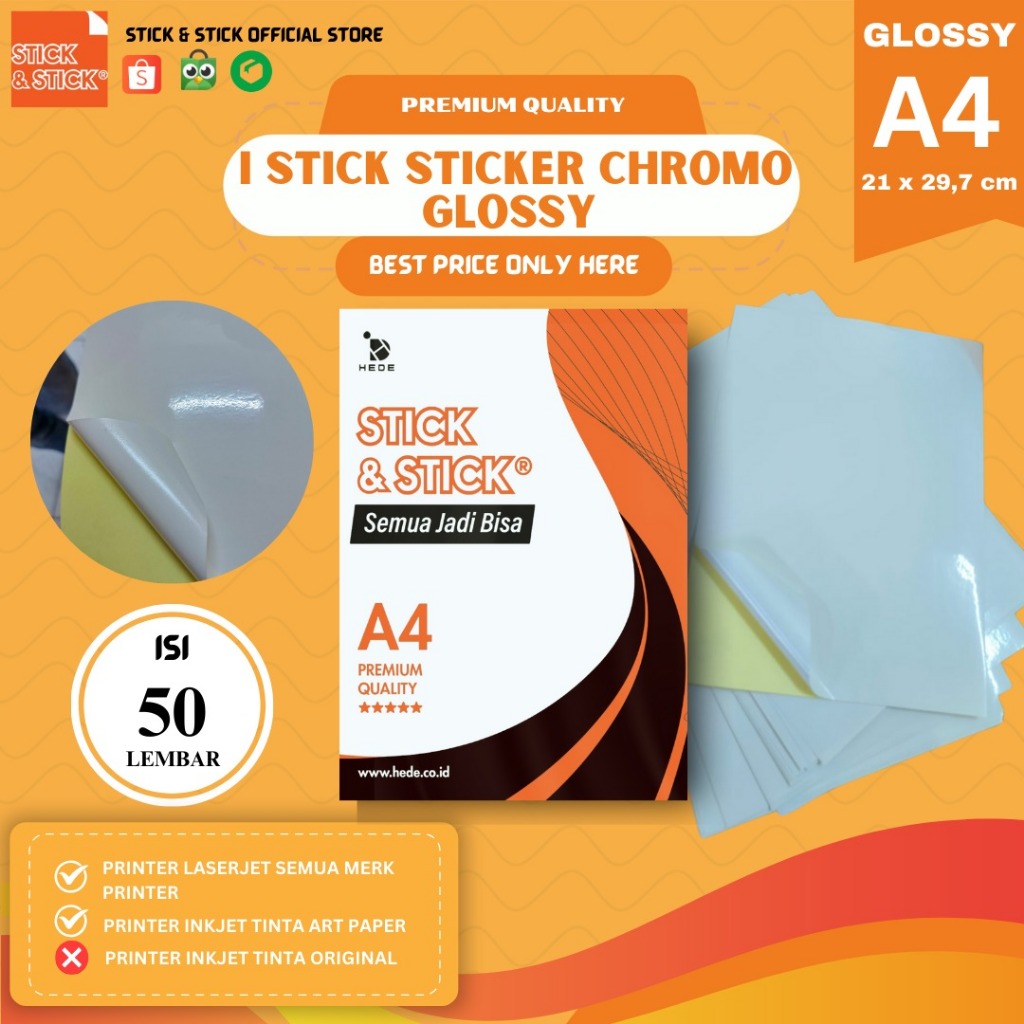 

TERMURAH! Stiker Chromo I-Stick Glossy A4 Isi 50 lbr / Label Produk, Stiker Custom, Label Pengiriman