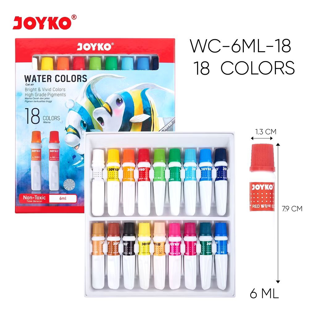 

Joyko WAC-6ML-18 6ml | Water Color 18 Color | Cat Air 18 Warna
