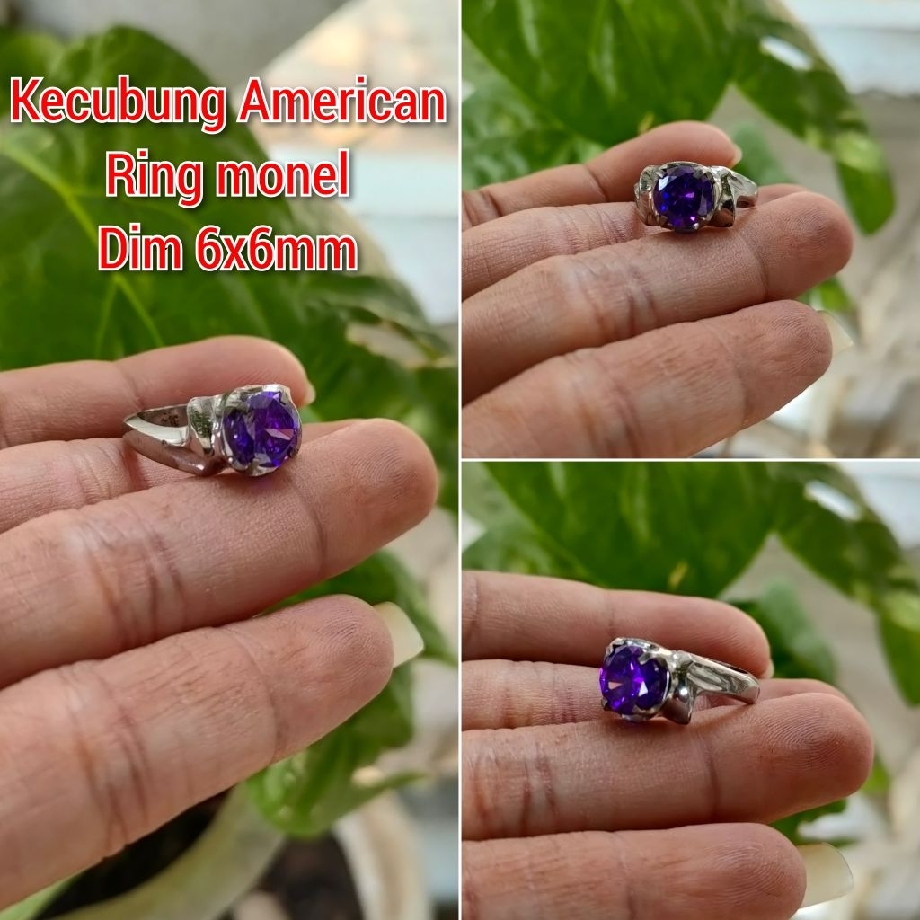 CINCIN WANITA BATU KECUBUNG CUTTING BULAT RING MONEL CEWEK