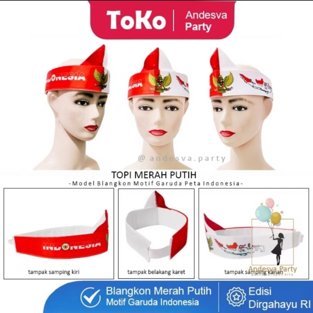 Ikat kepala merah putih Blangkon merah putih