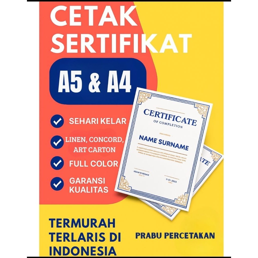 

Cetak Piagam Custom | Print tanpa PO