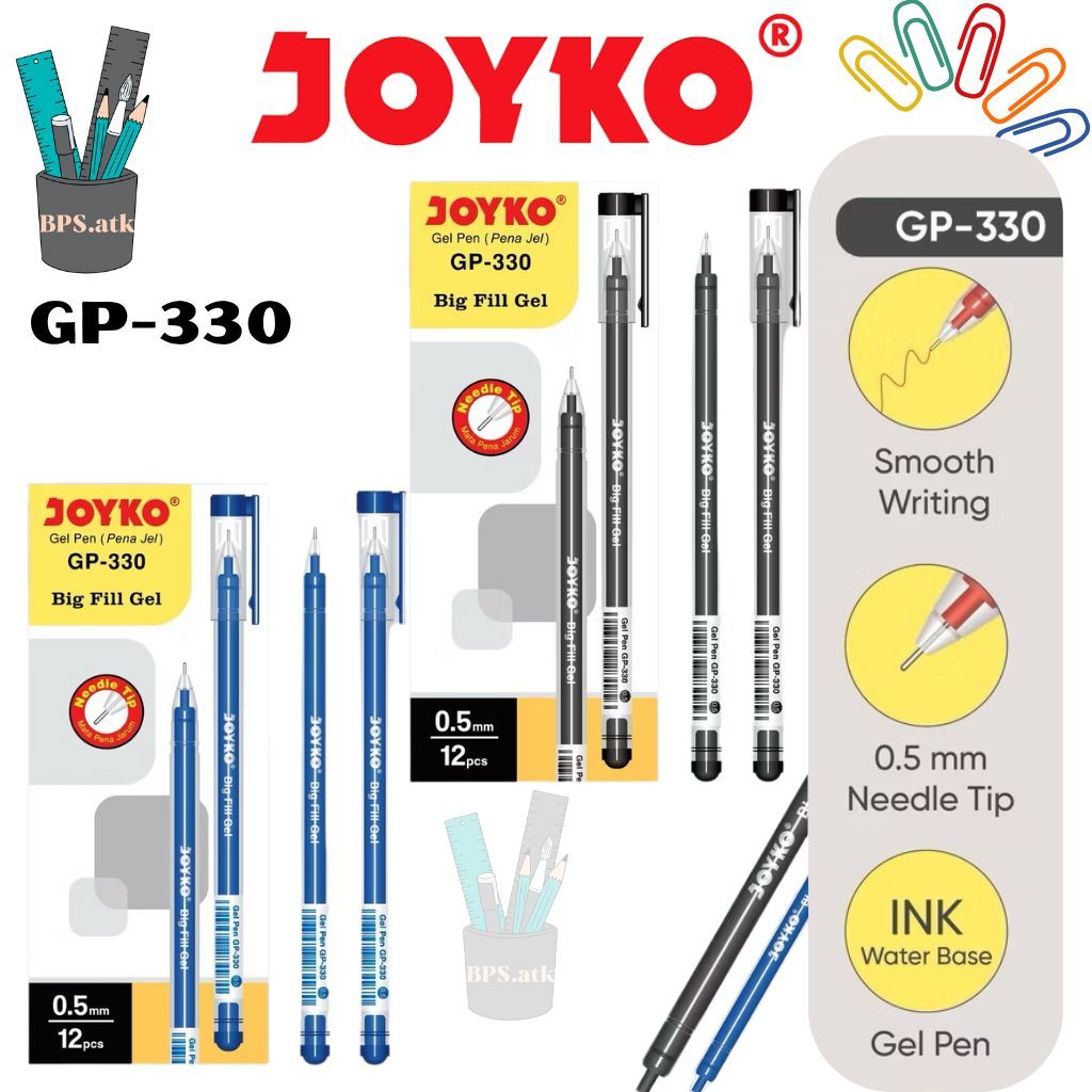 

(12 pcs) JOYKO Pulpen Gel Pen Pena GP-330 Big Fill Gel 0.5 mm