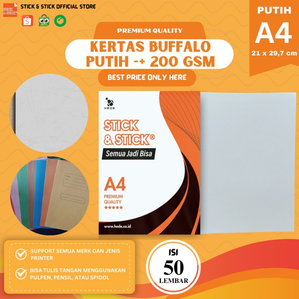

Karton Buffalo Putih -/+ 200 gsm A4 isi 50 lembar Premium Quality