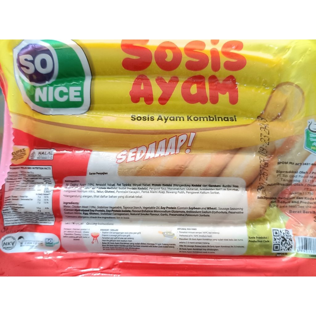 

SOSIS CHICKEN SO NICE 375 GR