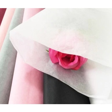 

Kertas Tisu Buket Ekonomis (50x50cm) / Non Woven Tissue Cotton, Warna Putih Paper Kertas Serat untuk Wrapping Bucket Bunga