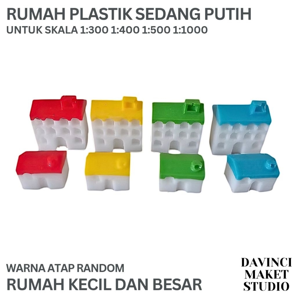 (M) Miniatur Rumah Klasik Gedung Resin Pla Putih Merah Hijau Kuning Biru Skala 300 400 500 1000 Univ
