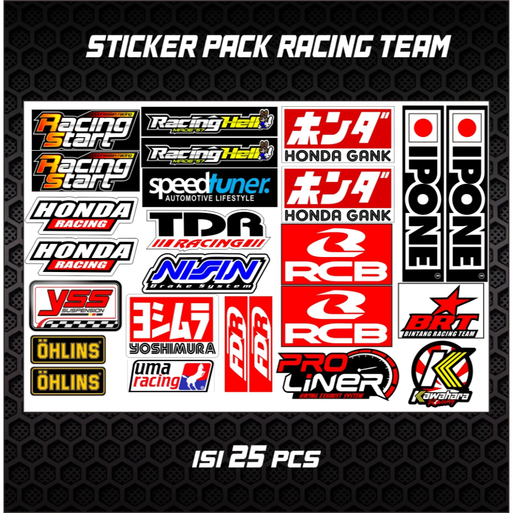 STIKER PACK RACING ISI 25pcs Stiker Racing Stiker Motor Sticker Motor balap anti air