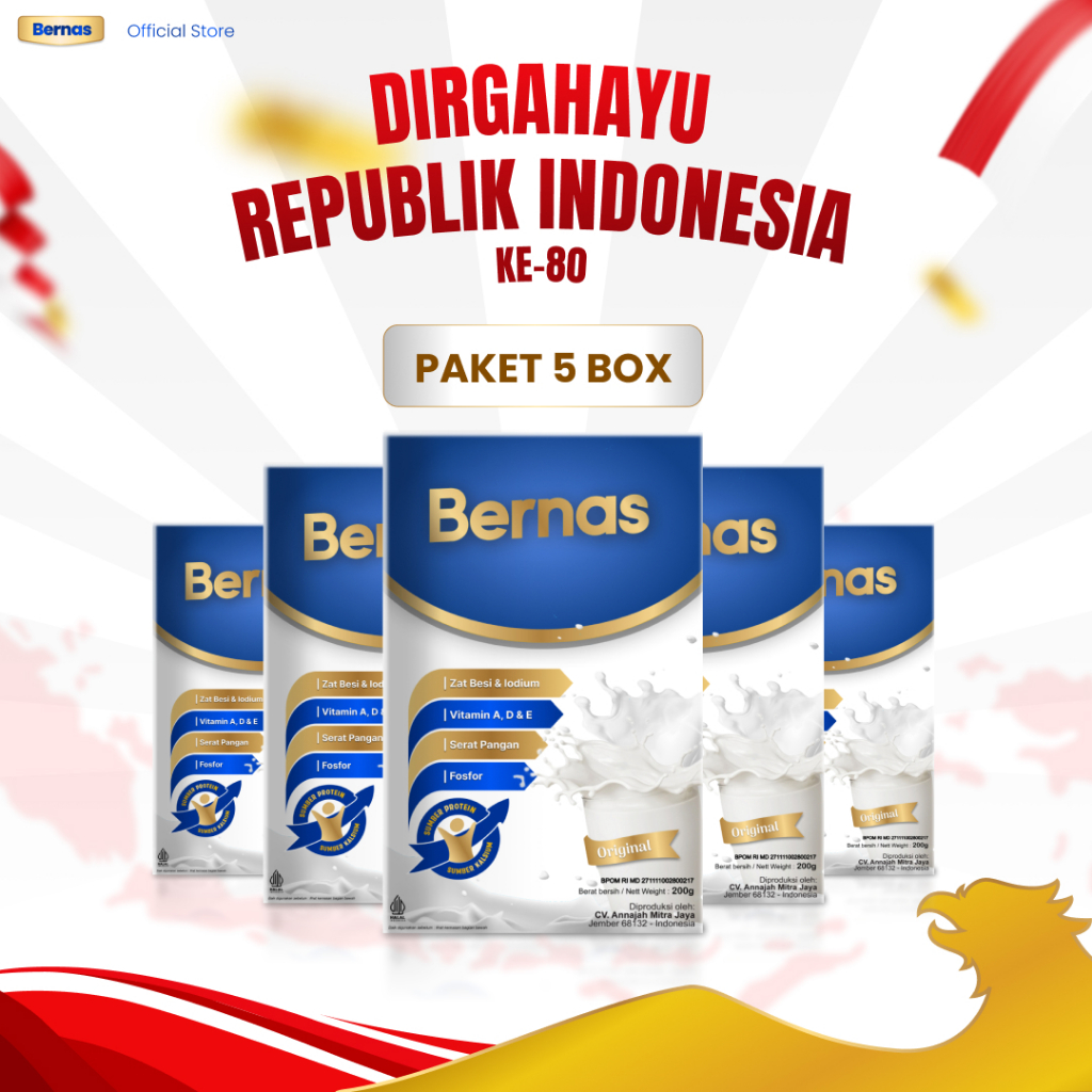 

BERNAS - Paket 5 Box - Susu Sumber Protein dan Kalsium - Rasa Original dan Cokelat