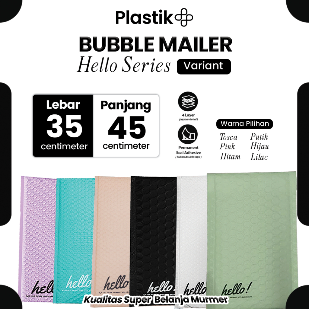 

Amplop Bubble Mailer 35cm x 45cm Solid Polos Hello Series Harga Satuan