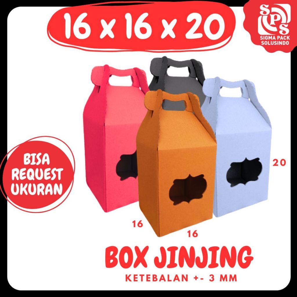 

Box Jinjing 16x16x20 Gable Kardus Packing Bingkisan lebaran/Parcel/Lebaran/idul Fitri/Paket/sembako