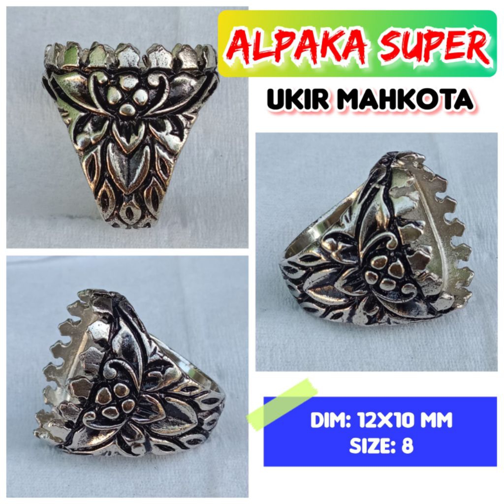 Ring Emban Batu Akik Dan Permata Alpaka Super Mahkota.22
