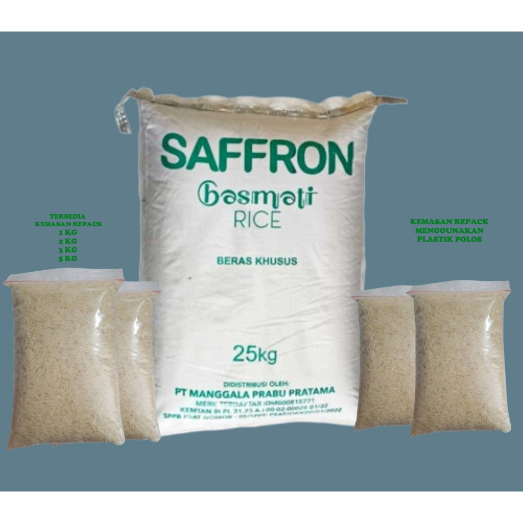 

Beras Basmati SAFFRON Creamy Sella Kemasan Repack 3kg Basmati Rice
