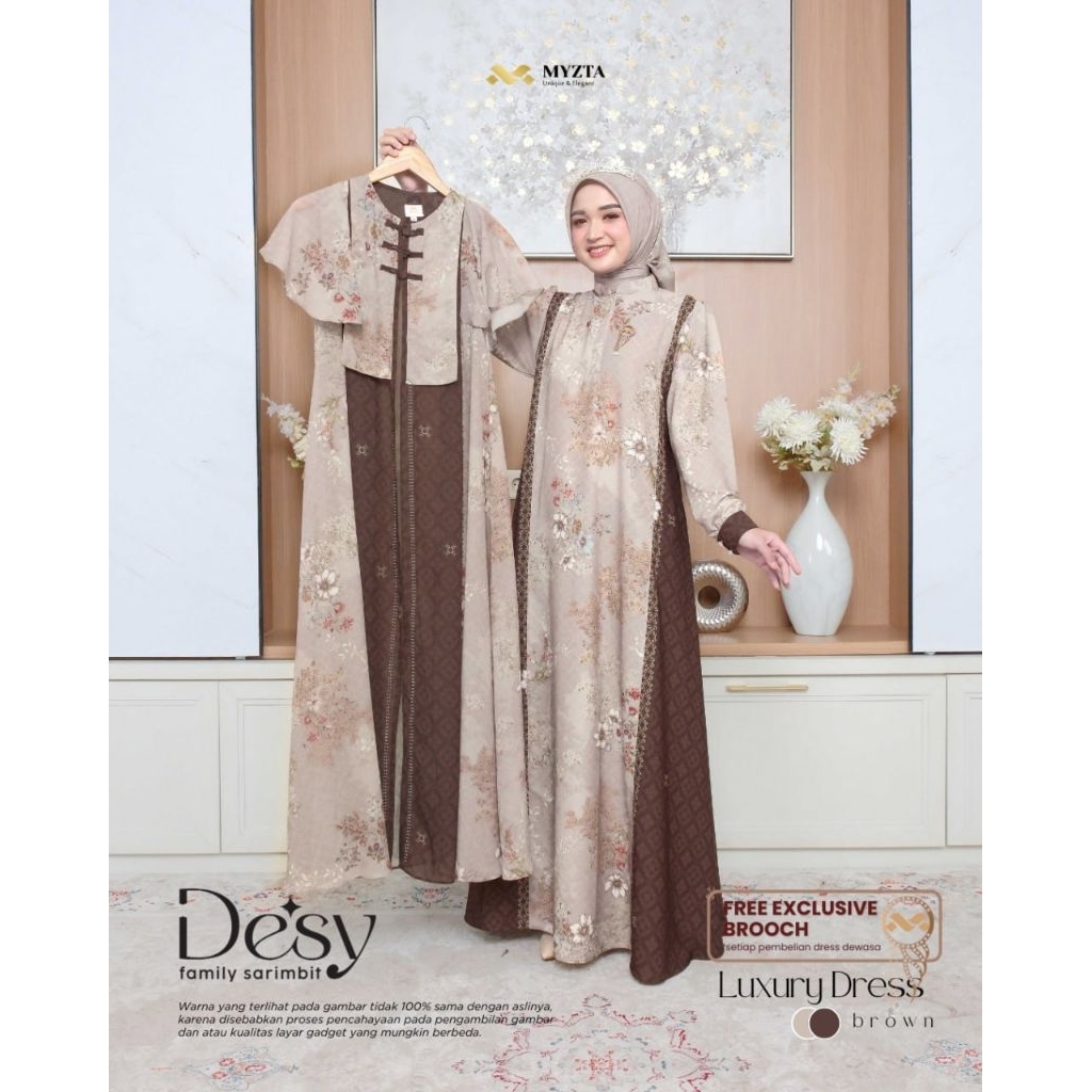 LUXURY DRESS DUA LAPIS, INNER DAN OUTER BISA DILEPAS PASANG DESY SERIES FAMILY SARIMBIT