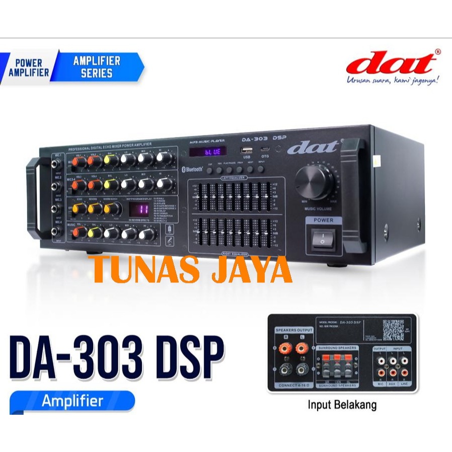 AMPLI DAT DA303 AMPLI DAT DA 303 DSP / DA303DSP AMPLIFIER DAT EQUALIZER PLUS BLUETOOTH DAN USB PLAYE