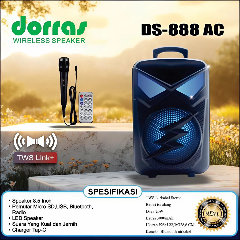 SPEAKER PORTABLE WIRELESS DORRAS DS 888 AC