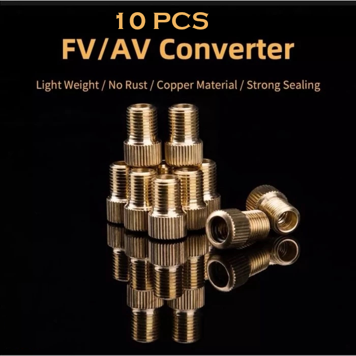 isi 10 Pcs Buah Adaptor Konektor Pompa Angin Tutup Pentil Ban Sepeda Presta Valve ke Schrader Adapter Presta to Schrader Connector FV To  AV mengubah kecil ke besar pressta presta to schrader Dop Valve Sepeda Pressta Bisa MTB Seli Lipat Valve Nozzle