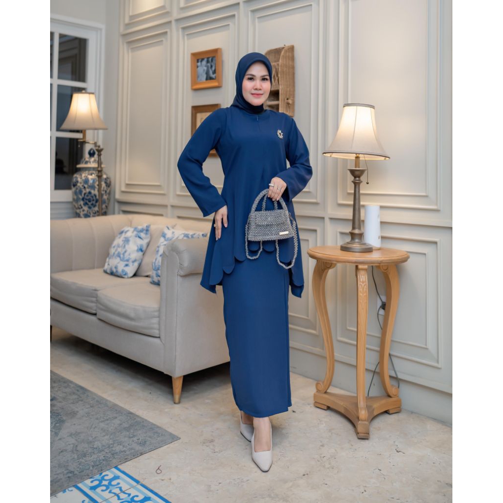 SET MELAYU SLAVINA STELAN KURUNG POLOS WANITA MUSLIM TERBARU