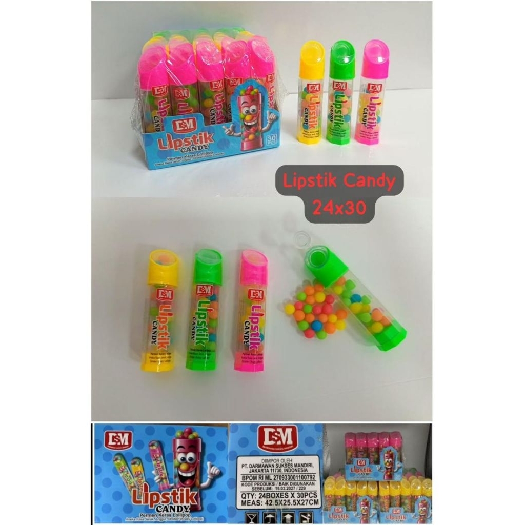 

lipstik candy permen keras lolipop Dsm 30 pcs