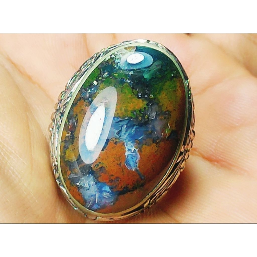 batu akik pancawarna tembus keristall