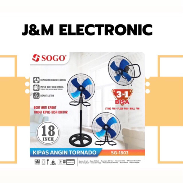 Kipas angin besi tornado Sogo 3in1 18 inch (SG-1803)