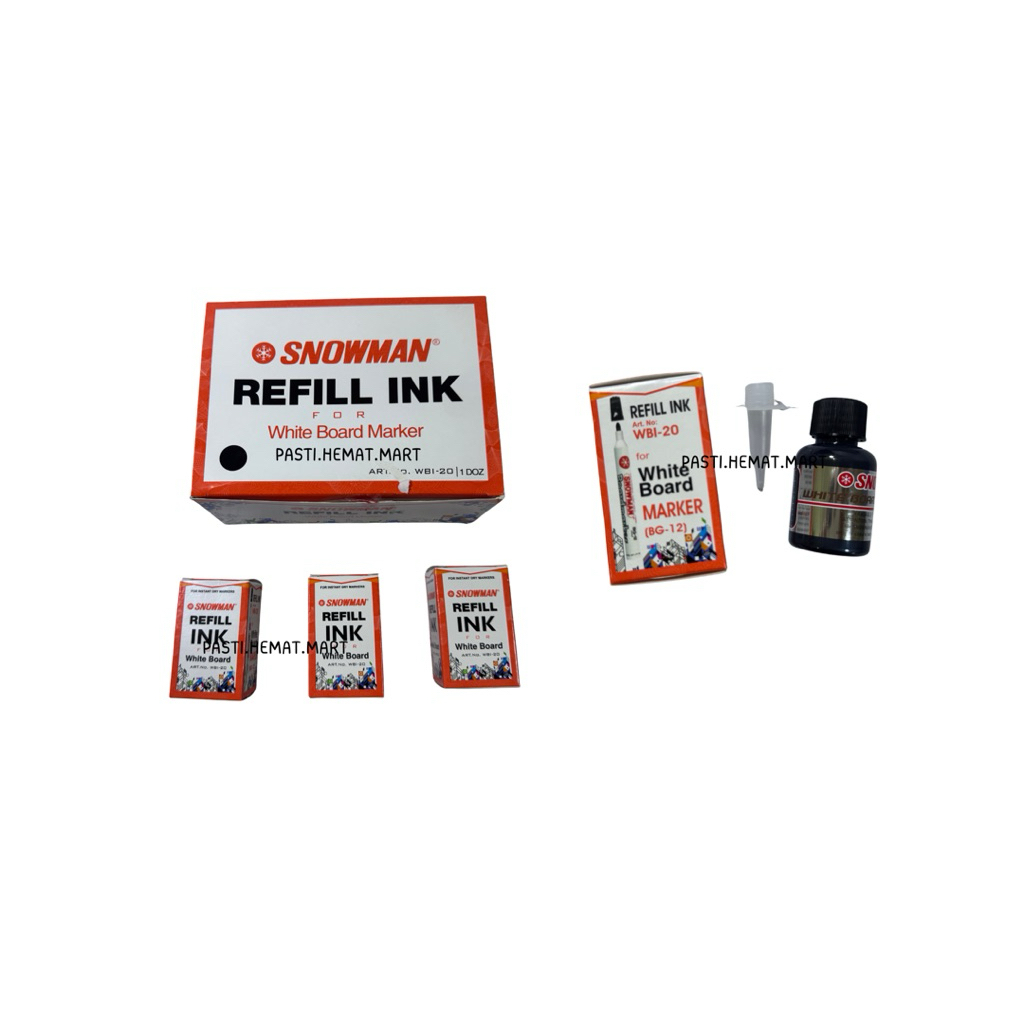 

Refil Tinta Spidol Papan Tulis Snowman | White Board Ink WBI20 | Hitam