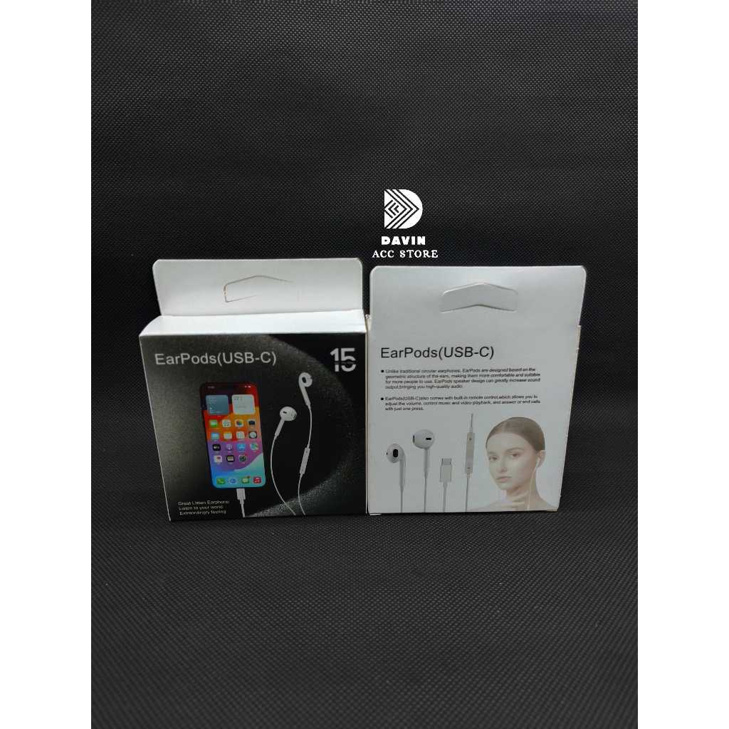HEADSET / HANDSFREE IPHONE 15 PROMAX ORI PLUG TYPE C