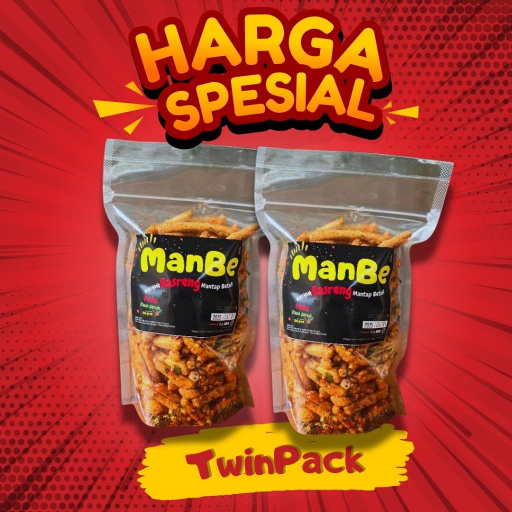 

NgemlYuk - 250gr TwinPack Basreng Pedas Daun Jeruk - Renyah dan Gurih untuk Ngemil by MANBE - Basreng Kemasan Pouch - Basreng Kemasan Standing - Basreng Kemasan Ziplock - basreng kemasan pouch daun jeruk