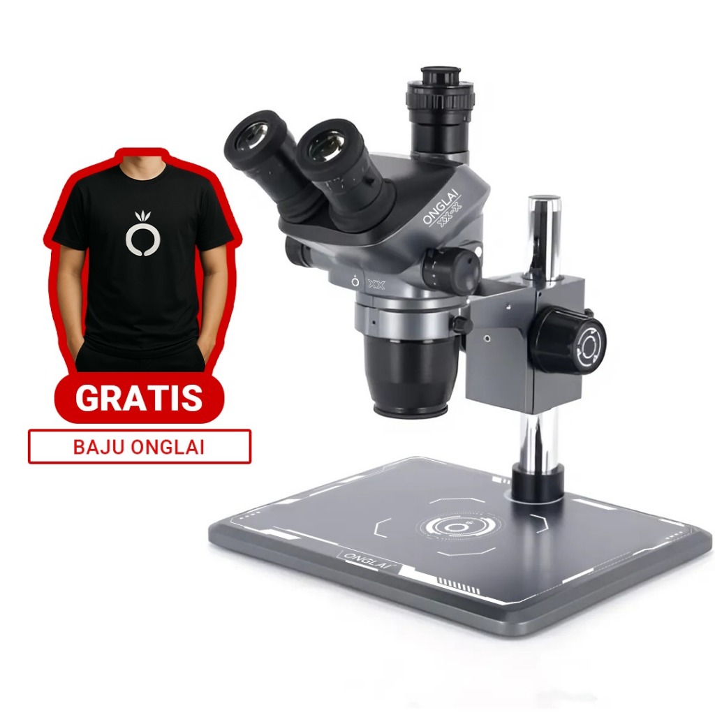 ONGLAI XX 6552X MICROSCOPE ( FREE LAMPU + CTV + KARET LENSA MATA ) ORIGINAL + MICROSCPE TRINOCULAR T