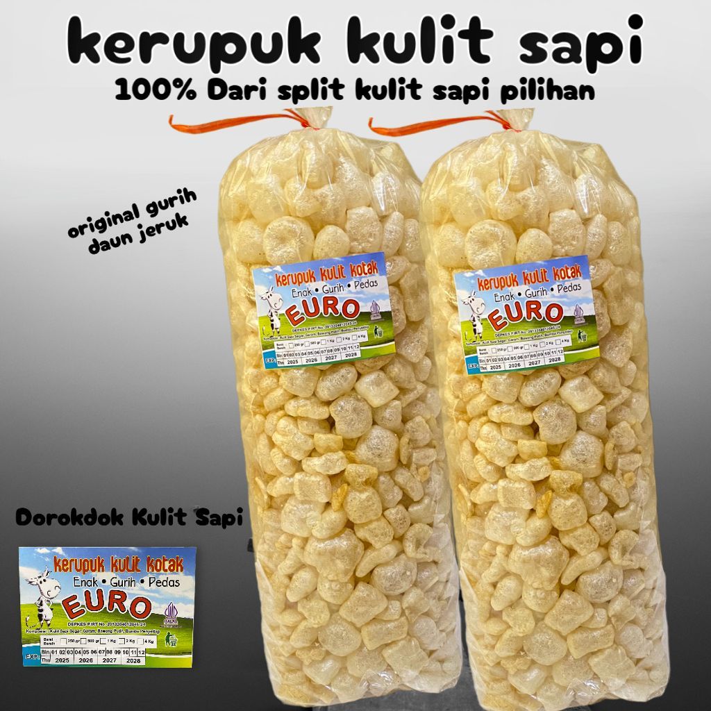 

Kerupuk Kulit Sapi EURO 500gr / 1Kg – Pedas Gurih, Renyah & Lezat