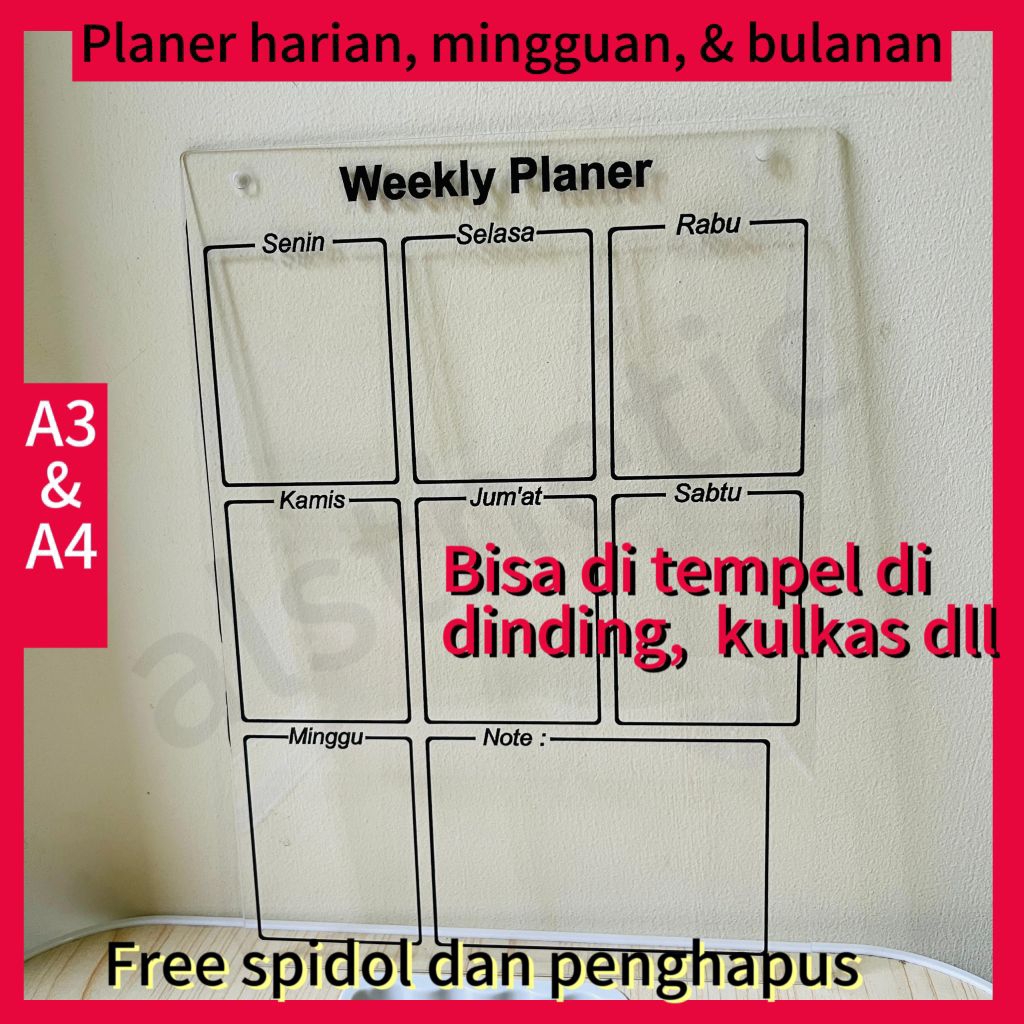 

weekly monthly school time table planer menu list ukuran A3 & A4