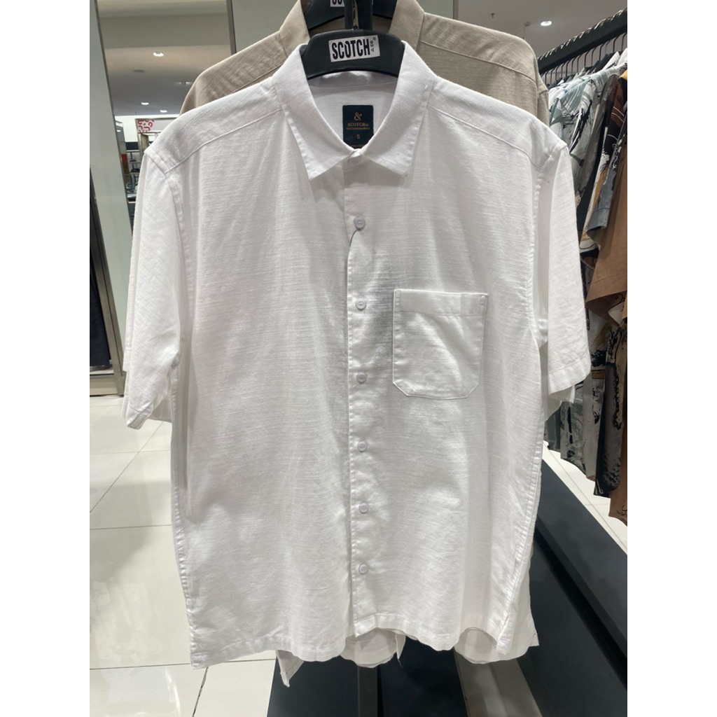 kemeja lengan pendek scotch&co bahan linen 100% original size S-XL