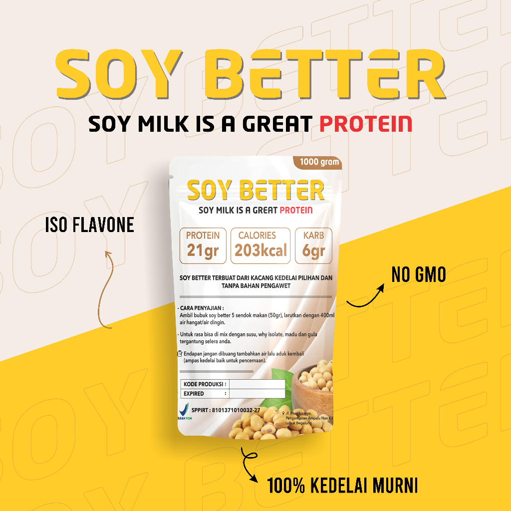 

Whey Soy Better Protein Bubuk Kedelai 1KG