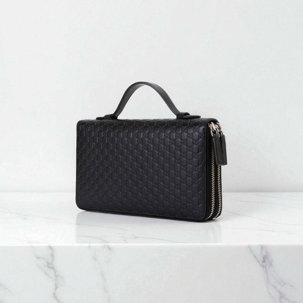 GUCCI Guccissima Micro GG Microguccissima Guccisima Microguccisima Double Zip Travel Case Wallet wit