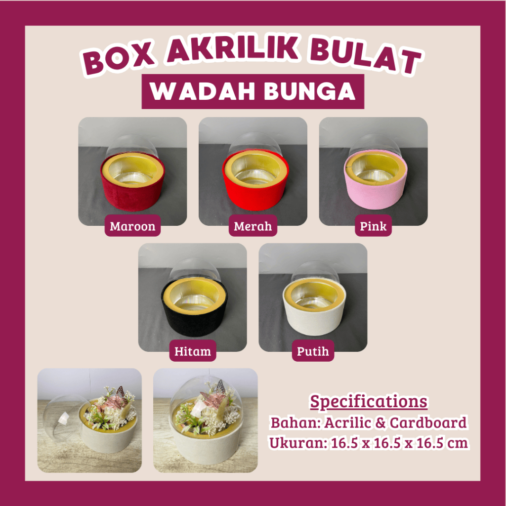 

Round Flower Box Bunga Bulat Akrilik Kotak Bunga Bulat Akrilik Flower Bouquet Gift Box Acrilic