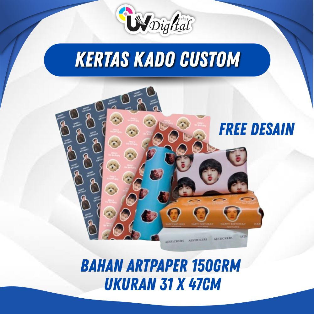 

Kertas Kado Custom Wajah Foto Nama Wrapping Paper Custom Murah