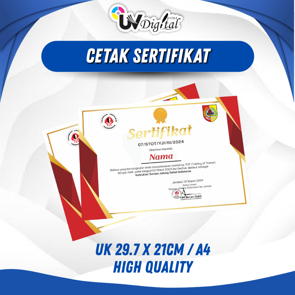 

SERTIFIKAT / PIAGAM Ukuran A4 MURAH