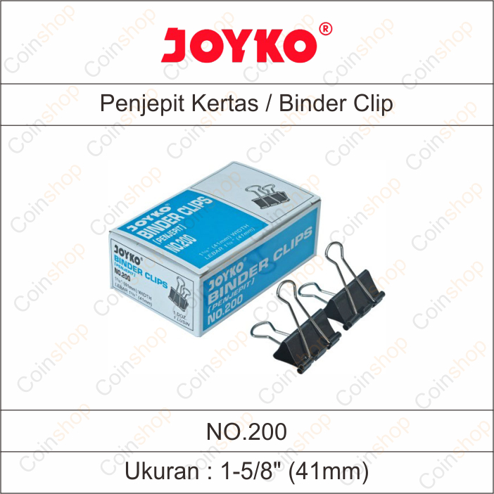 

1 Box Joyko No 200 Penjepit Kertas Binder Clip 1-5/8" 41 mm