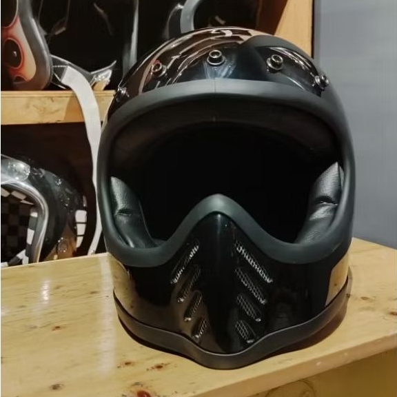 Moto 3 Black Glossy Helm Cakil Kustom Moto3