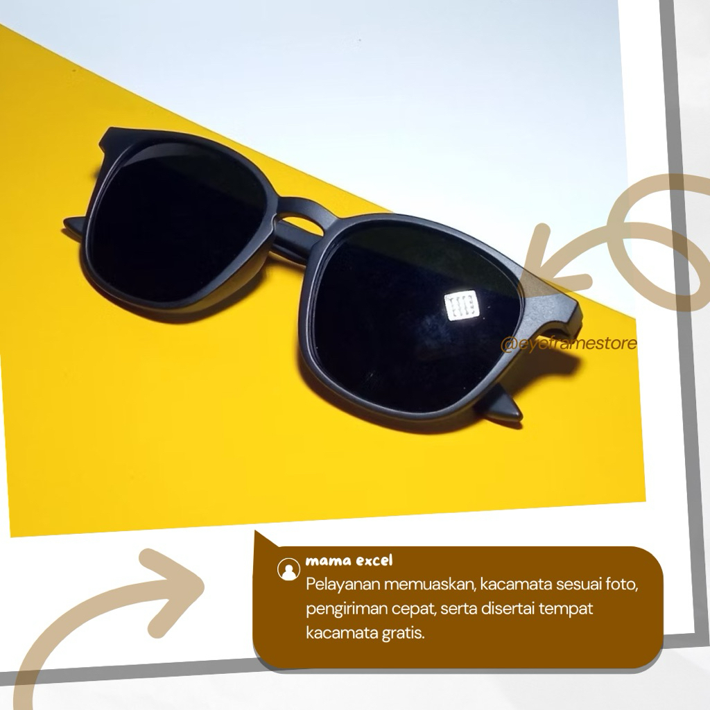 Y3015 Kacamata Hitam Doff Matte Black Wayfarer - Sunglasses Unisex Simple Anti UV