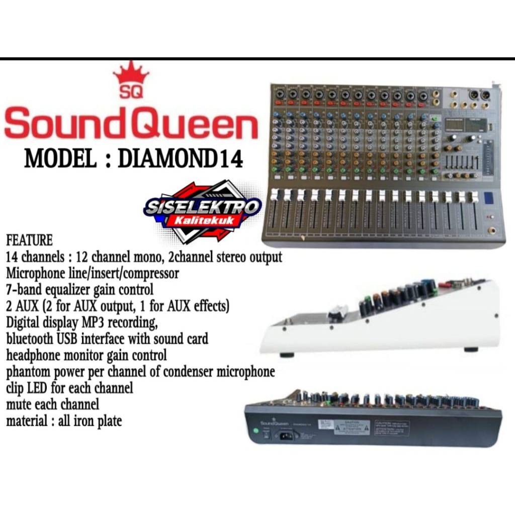 Mixer soundqueen diamond 14 original mixer 14 ch soundqueen