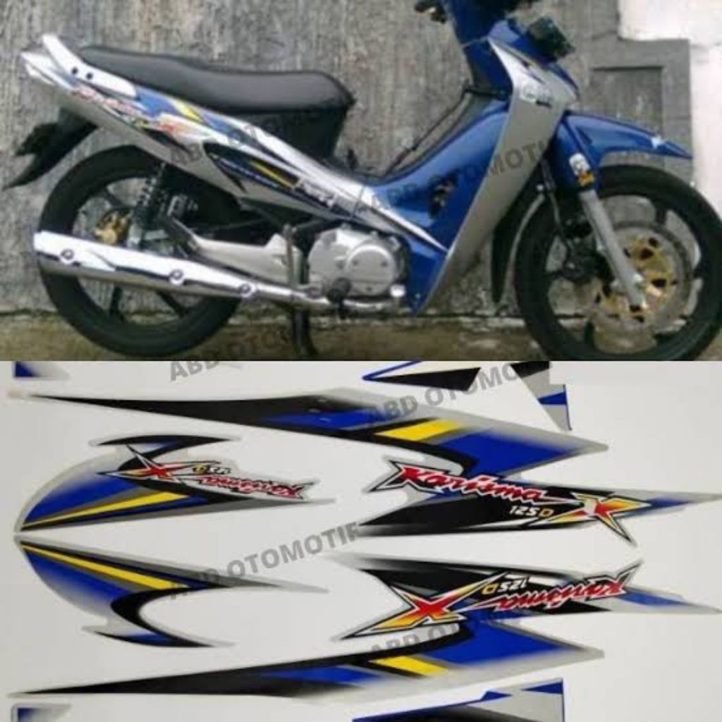 Striping Lis Sticker Standar Ori Honda Karisma X 125 2005 2006 Biru Silver Sticker Lis Decal Standar