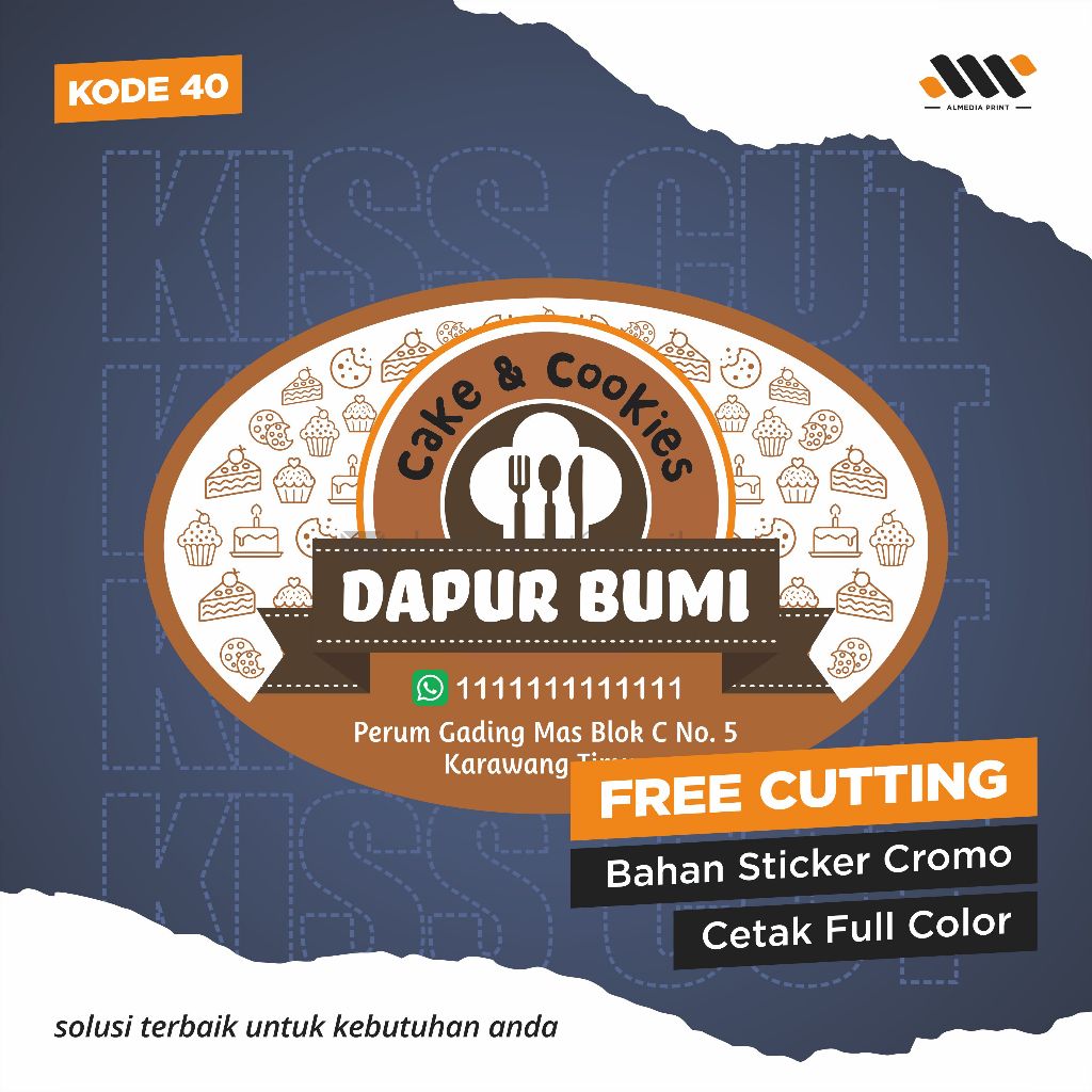 

(Isi 63-180 PCS) Cetak Stiker Cromo Vinyl Produk Kemasan Label Stiker Makanan Minuman (Free Cutting)