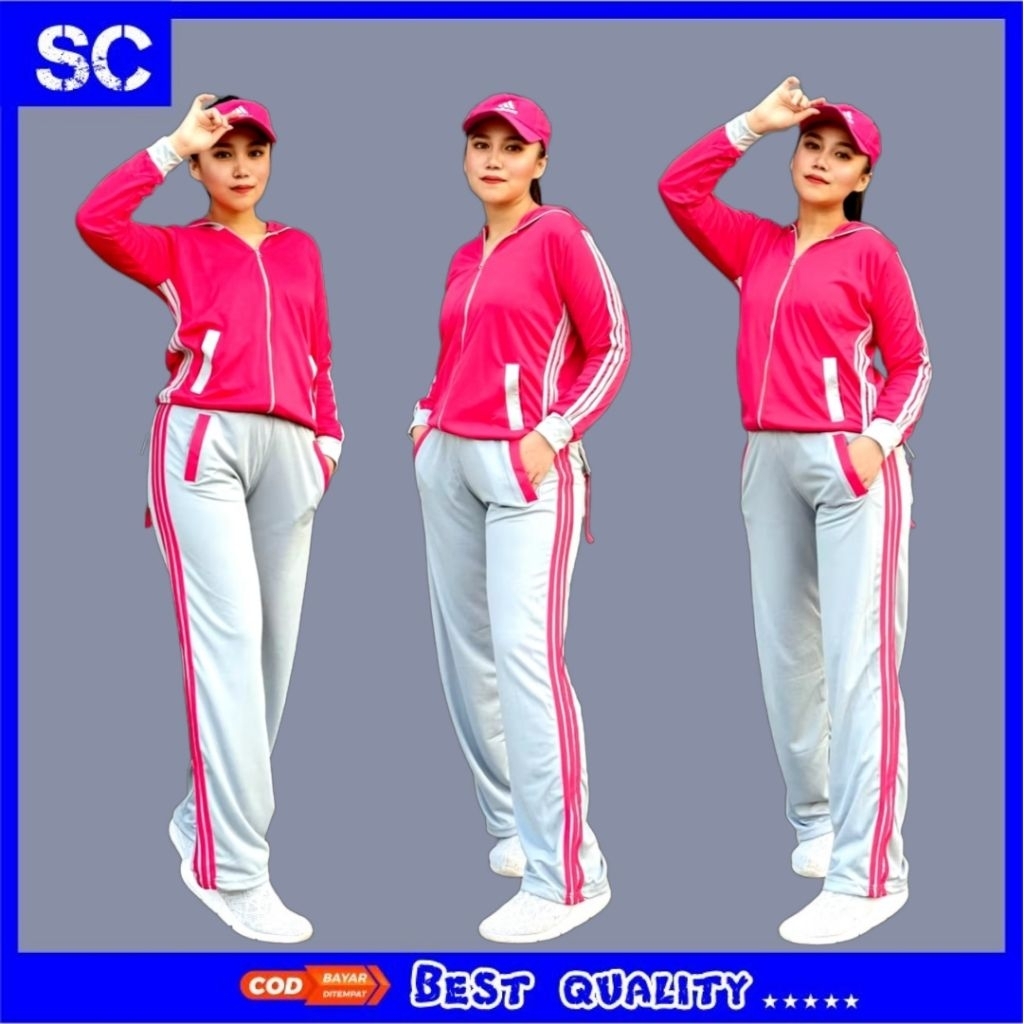 Baju Senam Setelan Aerobic Zumba  Pink Abu