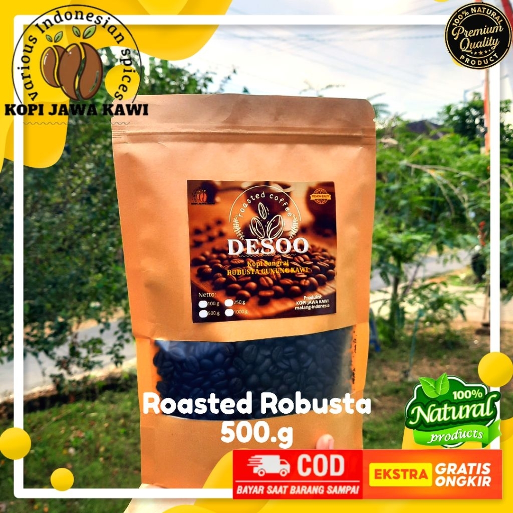 

Kopi Roasted Robusta Premium 500g Asli Gunung Kawi | Wangi, Pahit Mantap, Cocok Espresso & Tubruk