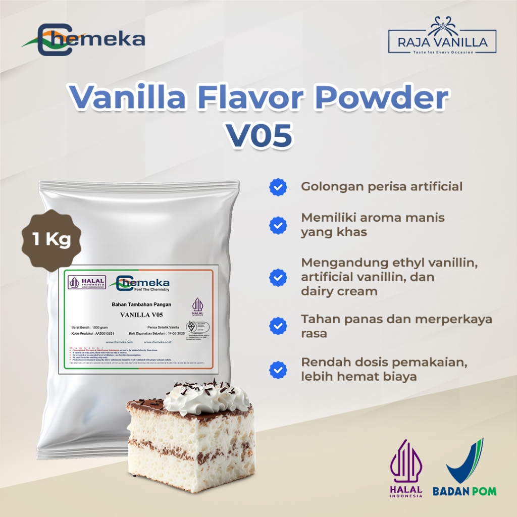 

Chemeka Vanilla Flavour Powder V05 Perisa Vanila Bubuk - 1 Kg