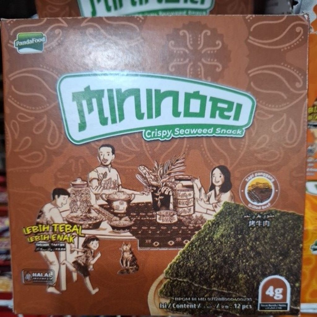 

MININORI crispy seaweed snack 4g (isi 12pcs ) sapi panggang