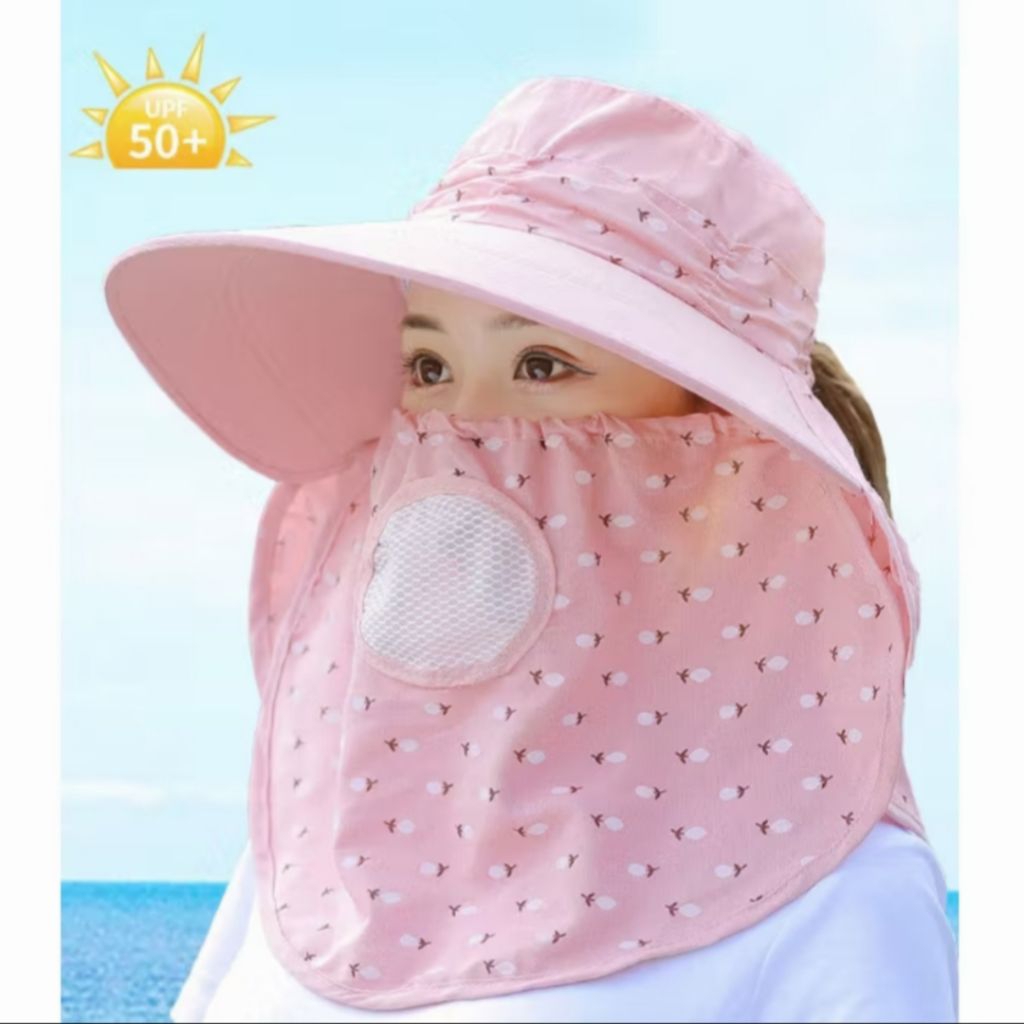 Topi Outdoor Wanita Anti UV / Topi Visor Wanita / Topi Pantai / Topi Berkebun / Topi Pelindung Wajah