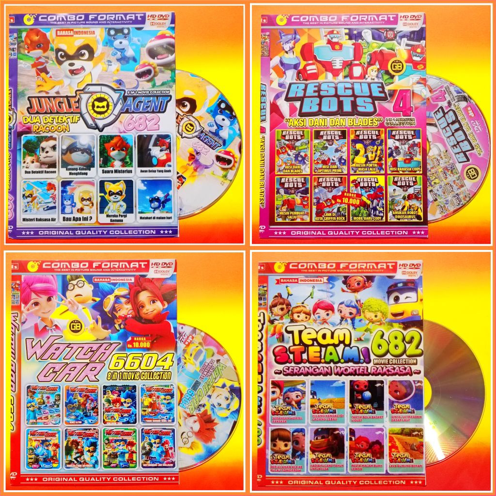 Kaset Film Kartun Anak Koleksi Pahlawan WATCHCAR -TEAM S T E A M - RESCUE BOTS - JUNGLE AGENT Piliha