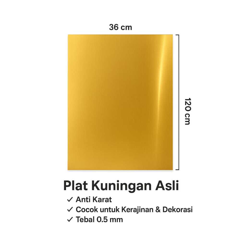 

Plat Kuningan Lembaran Tebal 0.5mm 120cm x 36cm Untuk Kerajinan, Souvenir, Dekorasi.