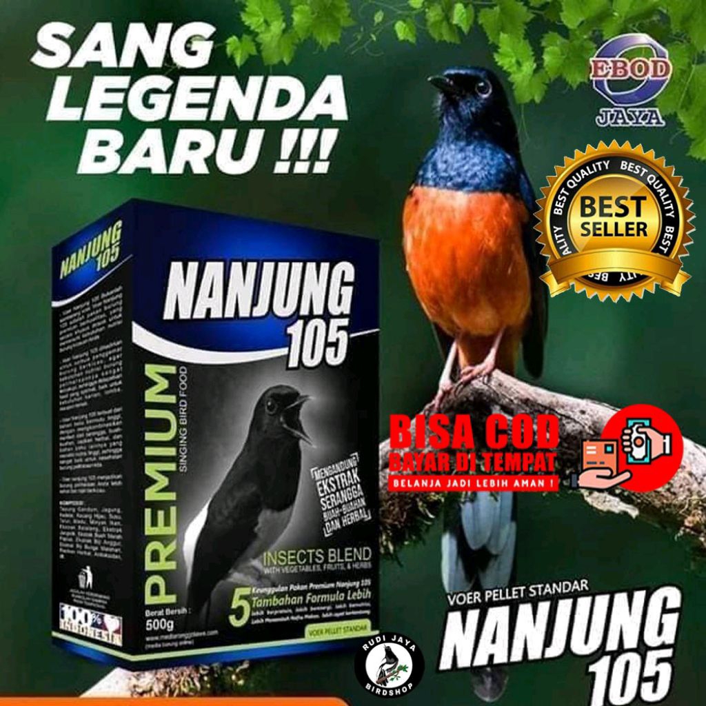 NANJUNG 105 BESAR EBOD JAYA PAKAN MAKANAN VOER BURUNG MURAI KACER CENDET PREMIUM satu perkotak